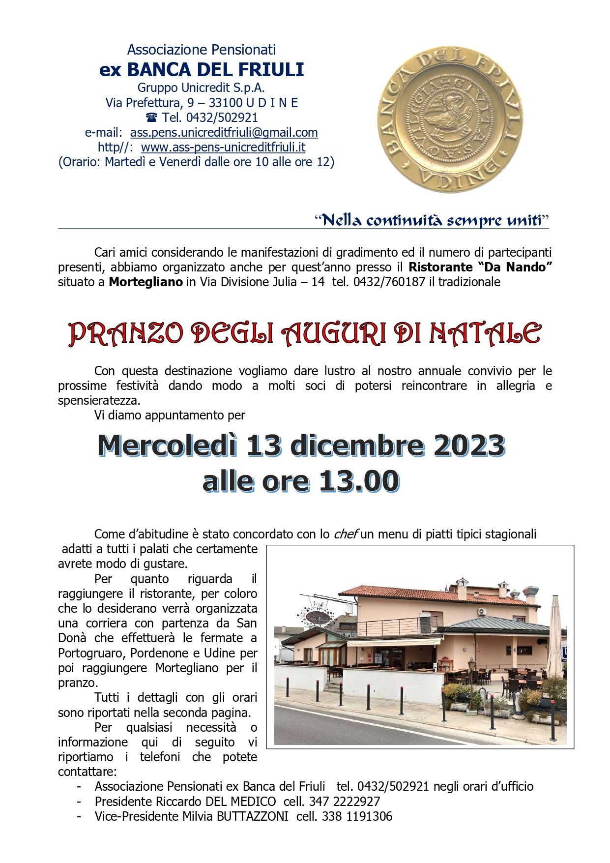 Pranzo degli Auguri di Natale 2023